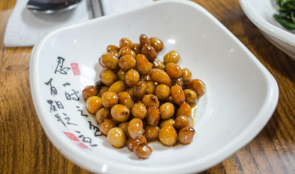 Delicious Japanese natto beans, known for their unique flavor and texture, served in a decorative bowl.