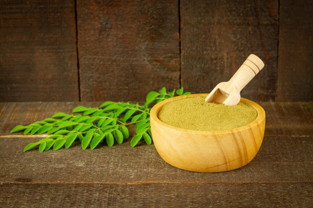 Fresh moringa drumstick leaves rich in protein calcium iron and vitamin C