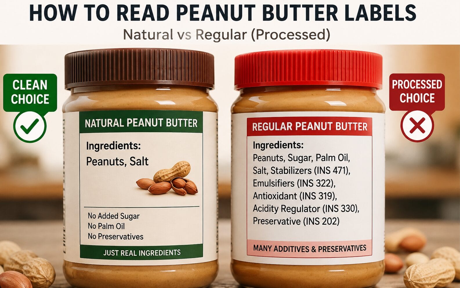how to read peanut butter label natural vs regular